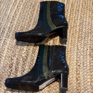 Liz Claiborne Black and Green Ankle Boots, Vintage